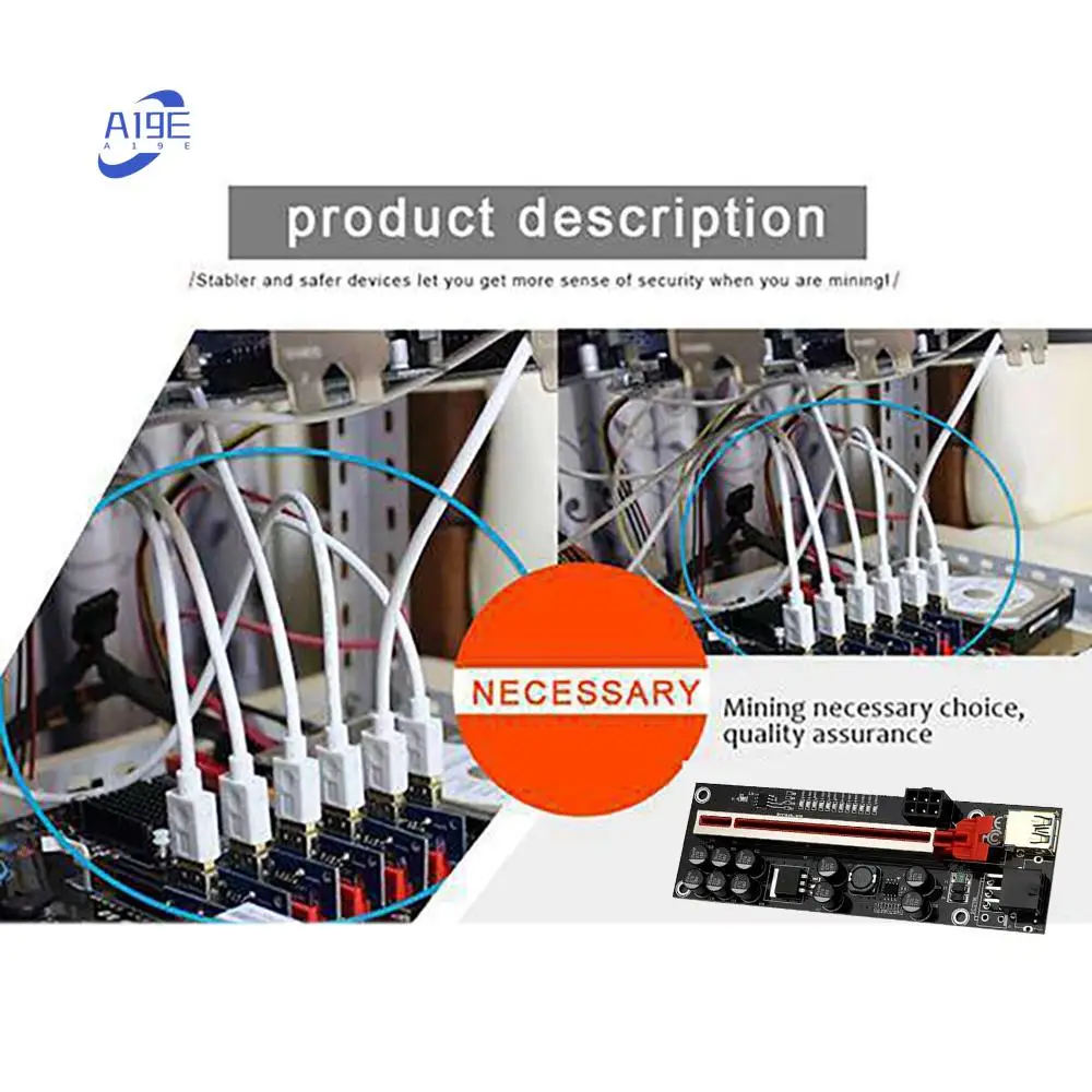 A19E-VER011 PRO Riser Card PCI-E 1X до 16X USB3.0 6-контактный графический удлинительный кабель с 10 твердыми конденсаторами B250 B75 BTC
A19E-VER011 PRO Riser Card PCI-E 1X до 16X USB3.0 6-контактный графический удлинительный кабель с 10 твердыми конденсаторами B250 B75 BTC