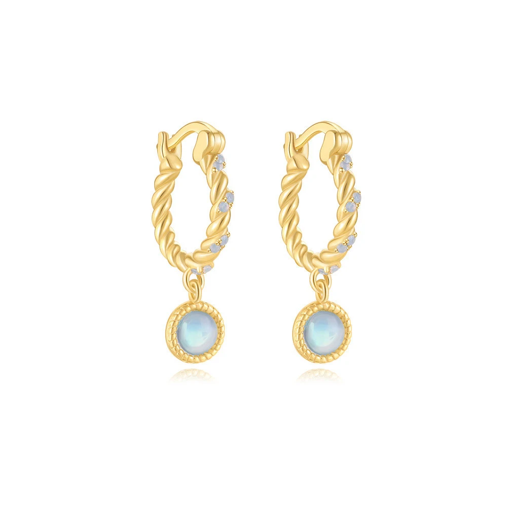 TKJ 925 Sterling Silver Blue Opal Pendant Hoop Earrings for Women Elegant Round Charm Ear Clips Wedding Engagement Jewelry Gift
TKJ 925 Sterling Silver Blue Opal Pendant Hoop Earrings for Women Elegant Round Charm Ear Clips Wedding Engagement Jewelry Gift