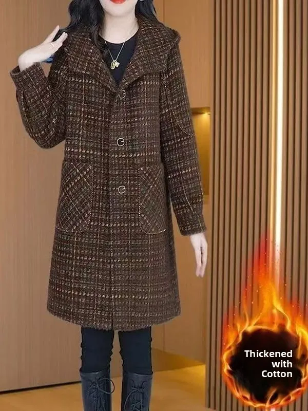 Thickened Winter Woolen Coat Korean Style Long Sleeve High Waist Jacket for plus Size Women Warm Plaid Pattern Commute Wear
Thickened Winter Woolen Coat Korean Style Long Sleeve High Waist Jacket for plus Size Women Warm Plaid Pattern Commute Wear