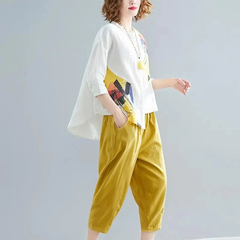 5XL Pants Two-piece Set Women 2023 Summer Fashion Suit Female Loose Printing Shirt And Elastic Ankle-Length Pants 2 Piece Set
5XL Pants Two-piece Set Women 2023 Summer Fashion Suit Female Loose Printing Shirt And Elastic Ankle-Length Pants 2 Piece Set