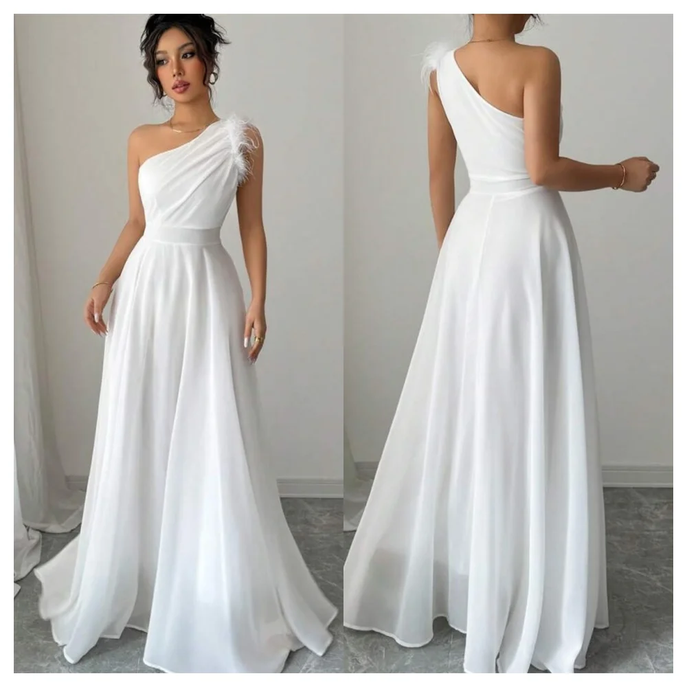 Customized Modern White Chiffon Evening Dress Elegant One Shoulder Sleeveless Party Dress Fashion Floor Length Celebrity Gowns
Customized Modern White Chiffon Evening Dress Elegant One Shoulder Sleeveless Party Dress Fashion Floor Length Celebrity Gowns
