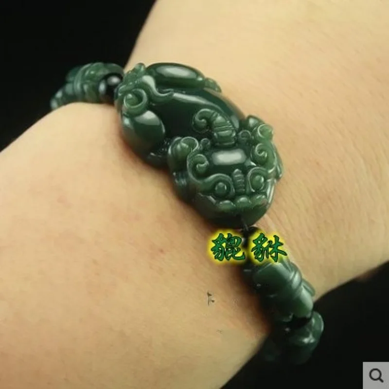 , Hotan Green Jade Bead Pixiu Bracelet Men and Women
, Hotan Green Jade Bead Pixiu Bracelet Men and Women