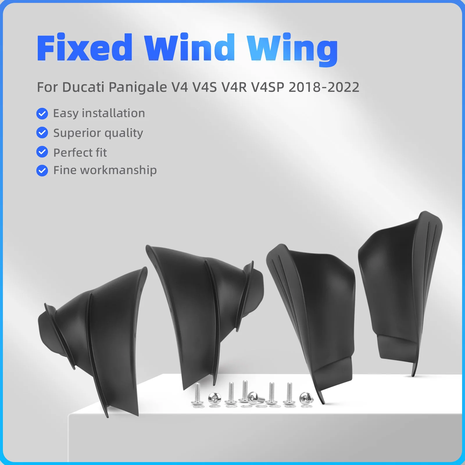 Motorcycle Fixed Wing Aerodynamic Deflector Fairing Suitable For Ducati Panigale V4 V4S V4R 2018-2022 New 4-Piece ABS Set
Motorcycle Fixed Wing Aerodynamic Deflector Fairing Suitable For Ducati Panigale V4 V4S V4R 2018-2022 New 4-Piece ABS Set