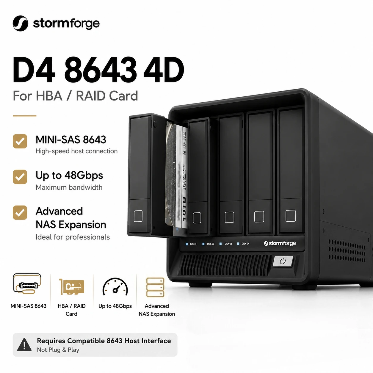 D4 4 Bay SATA HDD SSD Enclosure USB 3.2 Gen2 10Gbps MINI SAS 8643 External Storage Box for NAS PC Mac Linux
D4 4 Bay SATA HDD SSD Enclosure USB 3.2 Gen2 10Gbps MINI SAS 8643 External Storage Box for NAS PC Mac Linux