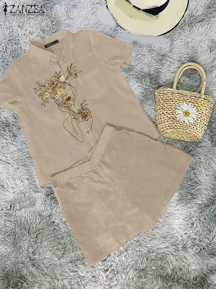 ZANZEA Women's Simple 2pcs Outfits Elastic Waist Shorts Summer Casual Embroidery Short Sleeve Shirt 2-Pieces Short Sets Suits
ZANZEA Women's Simple 2pcs Outfits Elastic Waist Shorts Summer Casual Embroidery Short Sleeve Shirt 2-Pieces Short Sets Suits