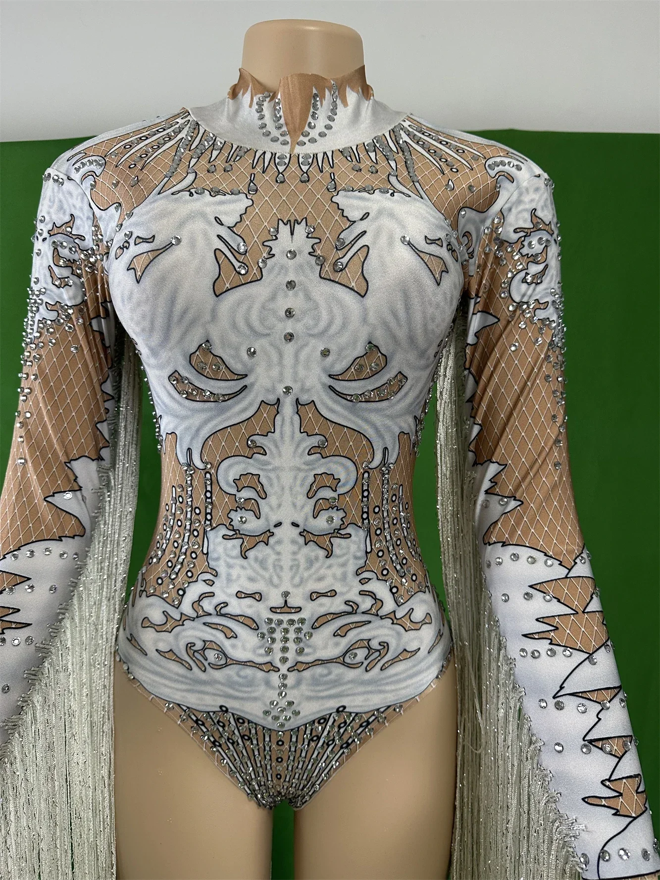 Rave Festival Outfit White Tassel Women Rhinestone Bodysuits Dancer Singer Stage Queen Costume Stretch 2025 Night Club
Rave Festival Outfit White Tassel Women Rhinestone Bodysuits Dancer Singer Stage Queen Costume Stretch 2025 Night Club