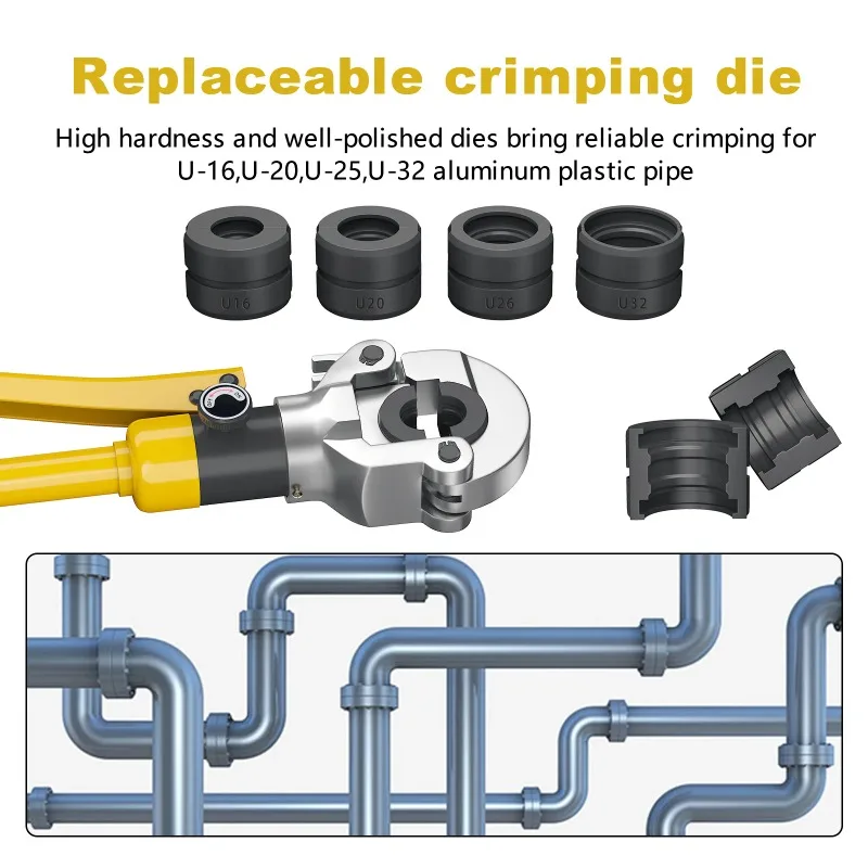 【Best Choice】16-32mm ² Hydraulic Pipe Tube Crimping Tool 16-20-25-32mm ² Pressure Pipe Suitable for Aluminum-Plastic Pipe PEX Pi
【Best Choice】16-32mm ² Hydraulic Pipe Tube Crimping Tool 16-20-25-32mm ² Pressure Pipe Suitable for Aluminum-Plastic Pipe PEX Pi