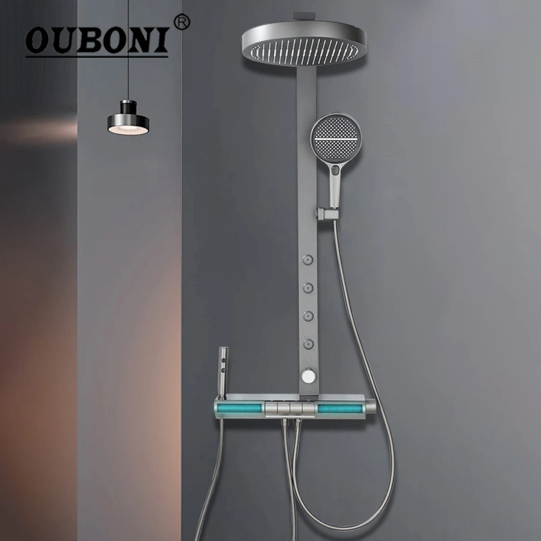 OUBONI Bathroom Shower Faucet Set Thermostatic Shower Sets Tempered Glass Piano Key Smart Digital Display Shower Systerm
OUBONI Bathroom Shower Faucet Set Thermostatic Shower Sets Tempered Glass Piano Key Smart Digital Display Shower Systerm