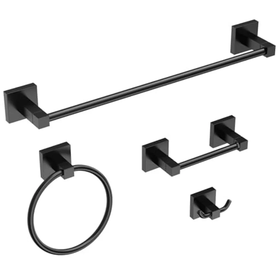 Bathroom hardware set: matte black square stainless steel and zinc alloy, modern wall-mounted accessories for towel bar, toilet
Bathroom hardware set: matte black square stainless steel and zinc alloy, modern wall-mounted accessories for towel bar, toilet