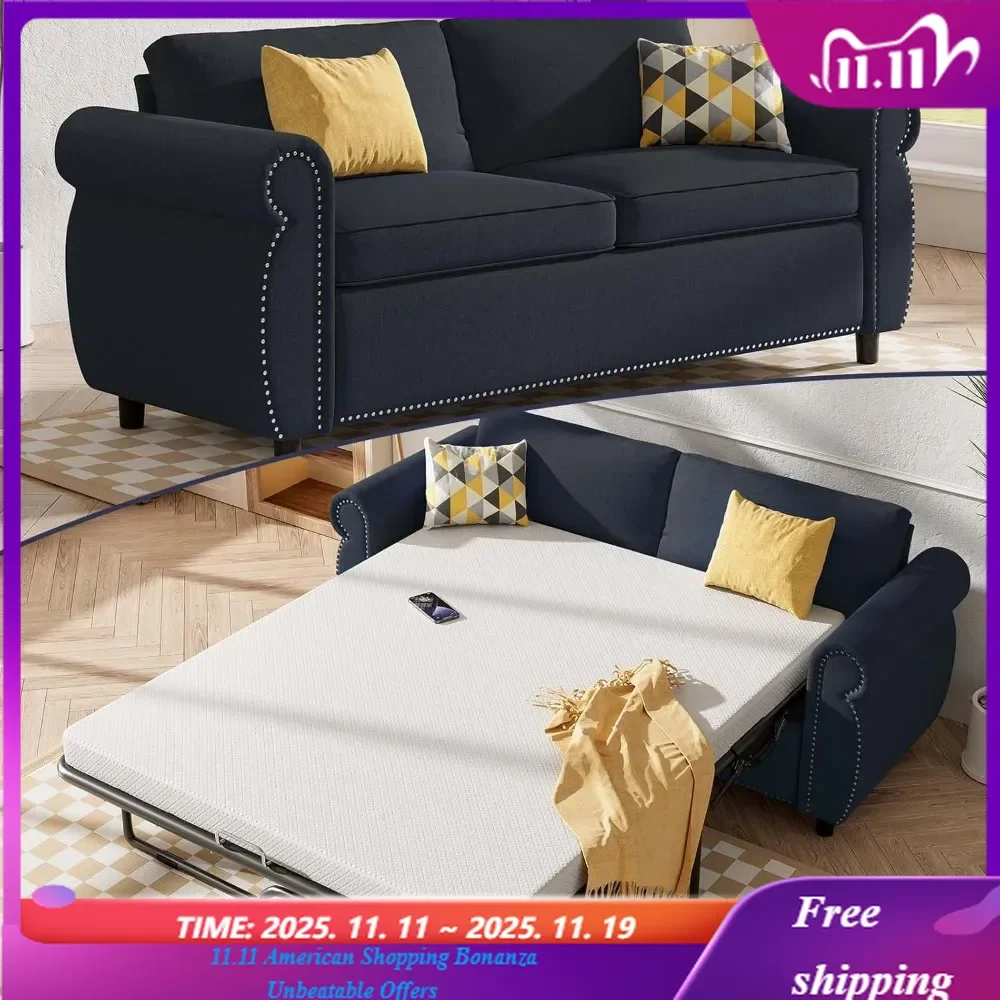 Foldable Memory Foam Mattress with Nailhead Armrests, 2 in 1 Sofa Bed, Sleeping Bed, Full Size, Living Room, Guest
Foldable Memory Foam Mattress with Nailhead Armrests, 2 in 1 Sofa Bed, Sleeping Bed, Full Size, Living Room, Guest