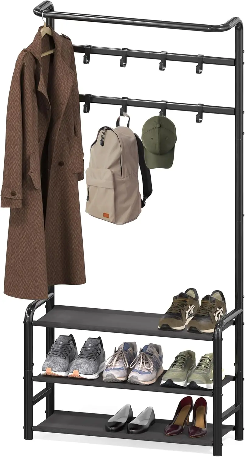 Simple Houseware Coat Rack With Storage Shelf, Freestanding Hall Tree With Hooks For Entryway, Bedroom, Office, Black Metal Clot
Simple Houseware Coat Rack With Storage Shelf, Freestanding Hall Tree With Hooks For Entryway, Bedroom, Office, Black Metal Clot