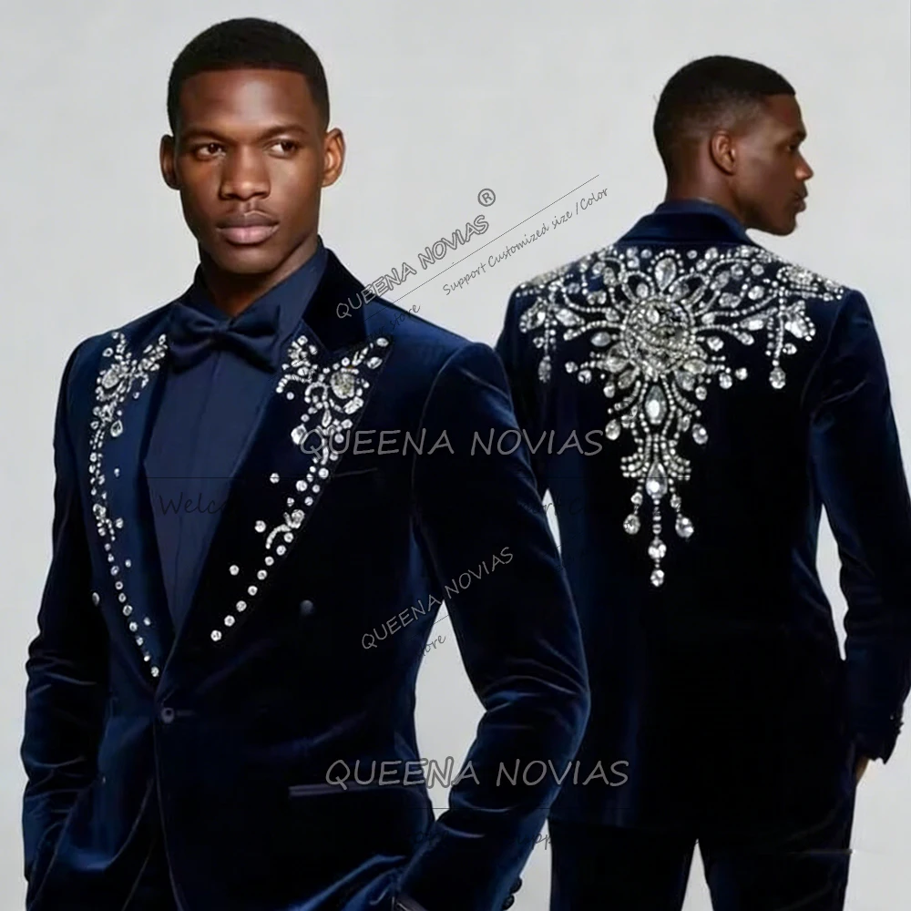 Роскошный бархатный костюм с бриллиантовой вышивкой для мужчин, индивидуальный пошив, однобортный пиджак и брюки, комплект из 2 предметов, костюм для жениха, смокинг
Роскошный бархатный костюм с бриллиантовой вышивкой для мужчин, индивидуальный пошив, однобортный пиджак и брюки, комплект из 2 предметов, костюм для жениха, смокинг