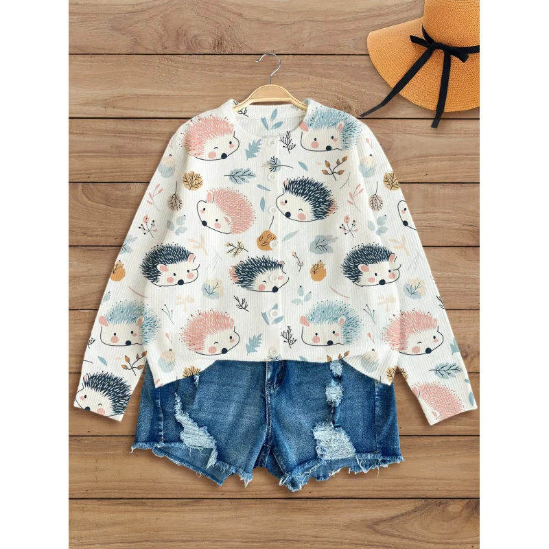 Hedgehog Digital Print Women's Knit Cardigan Thick, Loose-Fit Crew Neck Long Sleeve Autumn/Winter Casual Style
Hedgehog Digital Print Women's Knit Cardigan Thick, Loose-Fit Crew Neck Long Sleeve Autumn/Winter Casual Style