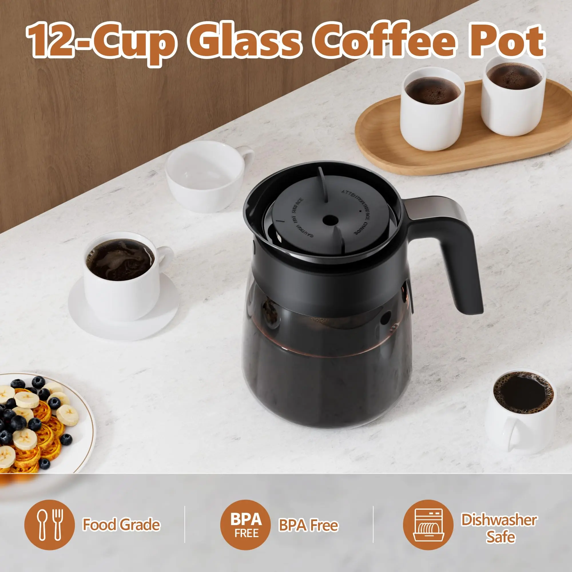 Glass Coffee Pot with Handle Drip Proof Spout Coffee Maker Replacement Carafe Dishwasher Safe for Ninja CFP305 CFP307
Glass Coffee Pot with Handle Drip Proof Spout Coffee Maker Replacement Carafe Dishwasher Safe for Ninja CFP305 CFP307