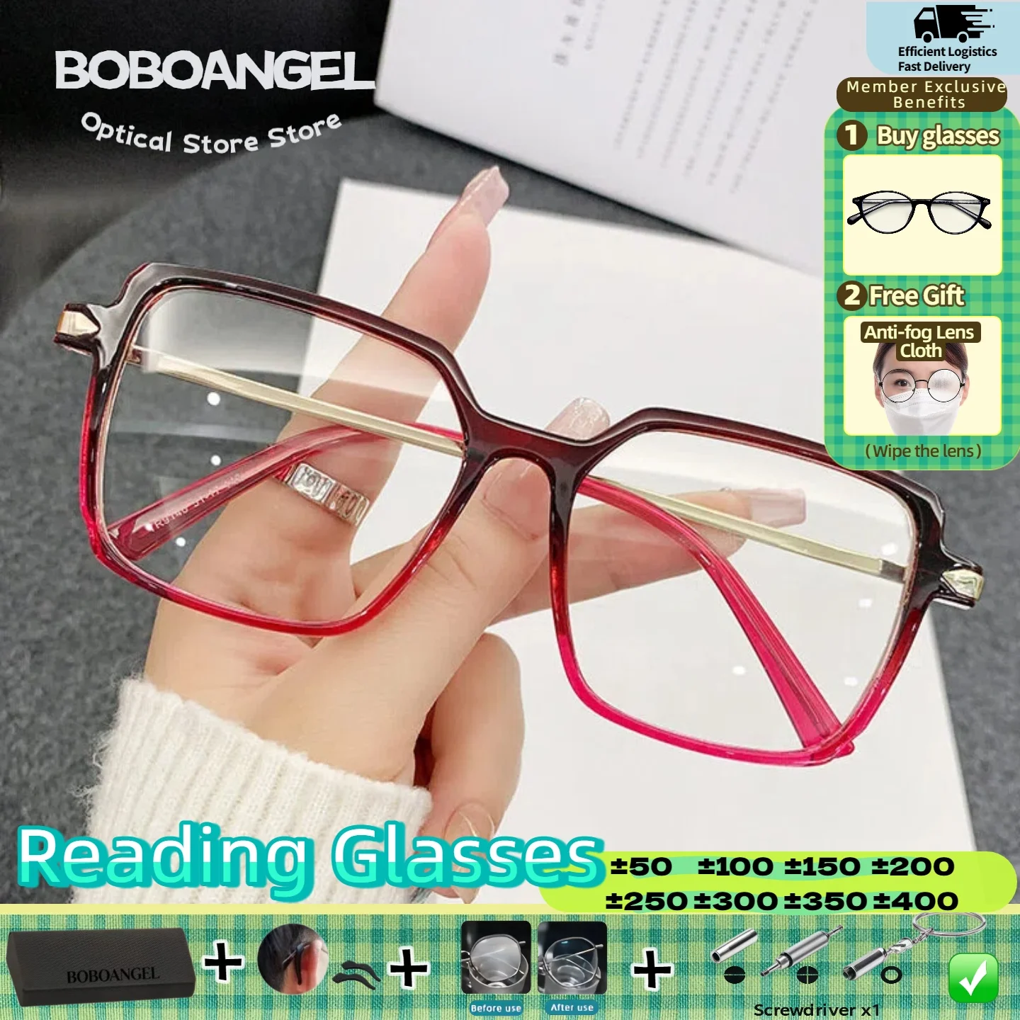 BOBOANGEL Fashion Women Large Frame Myopia Glasses Anti Blue Light Prescription Premium Square Square Square Reading Glasses
BOBOANGEL Fashion Women Large Frame Myopia Glasses Anti Blue Light Prescription Premium Square Square Square Reading Glasses