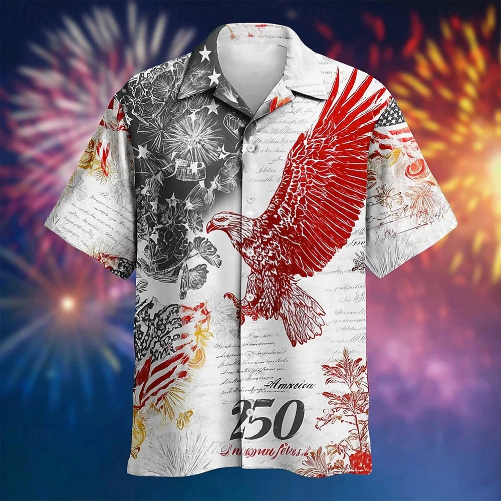 Men's plus Size Short Sleeved Shirt 250th Anniversary Lapel Button up for Street Leisure United States Style
Men's plus Size Short Sleeved Shirt 250th Anniversary Lapel Button up for Street Leisure United States Style