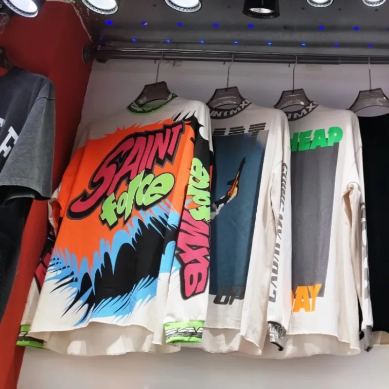 Saint Long Sleeve Tshirt Retro Street Printed Stand Up Collar Tops Burning Lightning Men Women Motorcycle Cut Edge Hiphop Outfit
Saint Long Sleeve Tshirt Retro Street Printed Stand Up Collar Tops Burning Lightning Men Women Motorcycle Cut Edge Hiphop Outfit