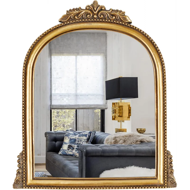 OIGUMR Gold Ornate Baroque Mirror Hanging Mirror Arched Makeup Mirror Antique Mirror;Resin Frame Size:15.2X11.6 inch
OIGUMR Gold Ornate Baroque Mirror Hanging Mirror Arched Makeup Mirror Antique Mirror;Resin Frame Size:15.2X11.6 inch