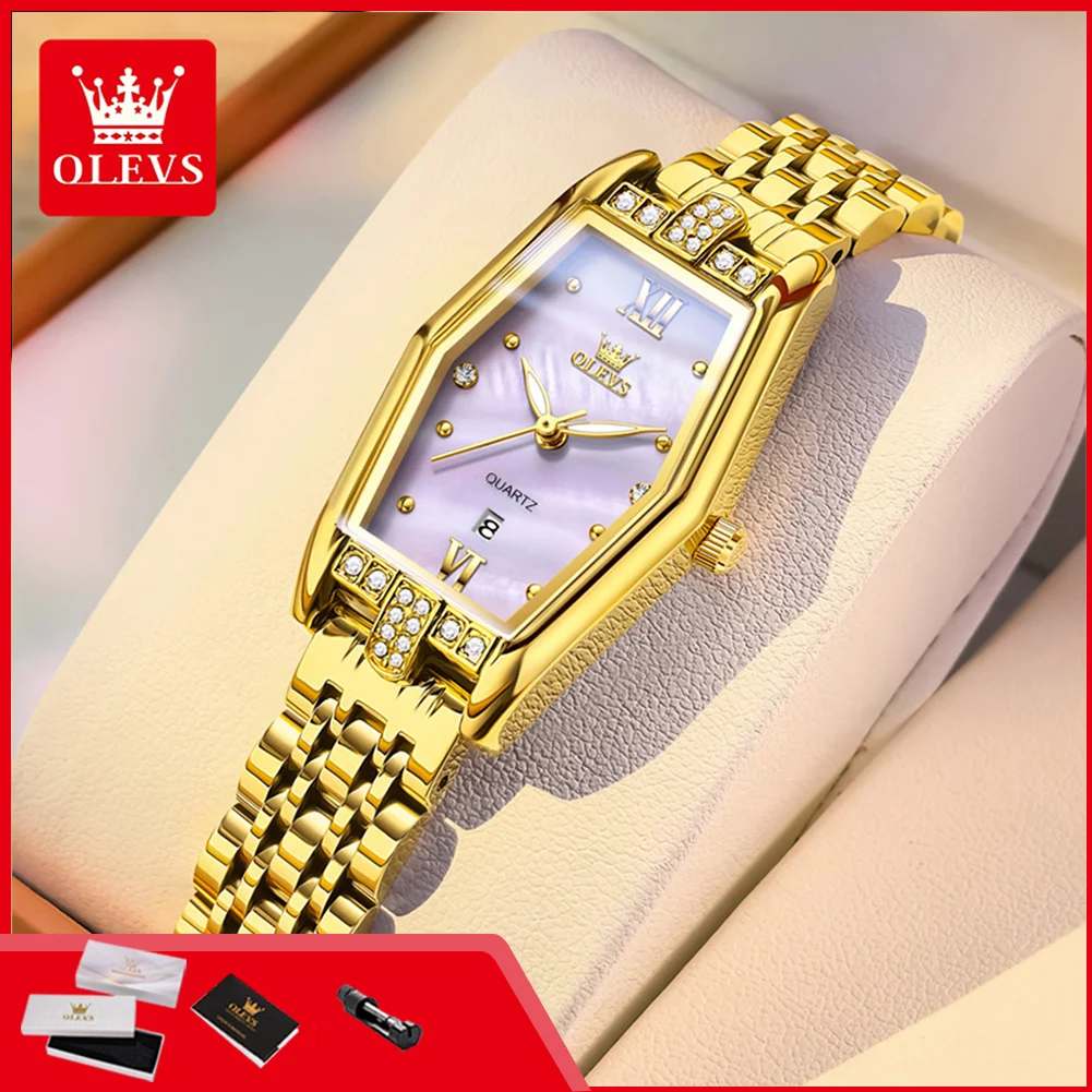 OLEVS 3699 Women Wristwatches Luxury Elegant Gold Purple Tonneau Calendar Luminous Waterproof Dress Quartz Ladies Watch
OLEVS 3699 Women Wristwatches Luxury Elegant Gold Purple Tonneau Calendar Luminous Waterproof Dress Quartz Ladies Watch