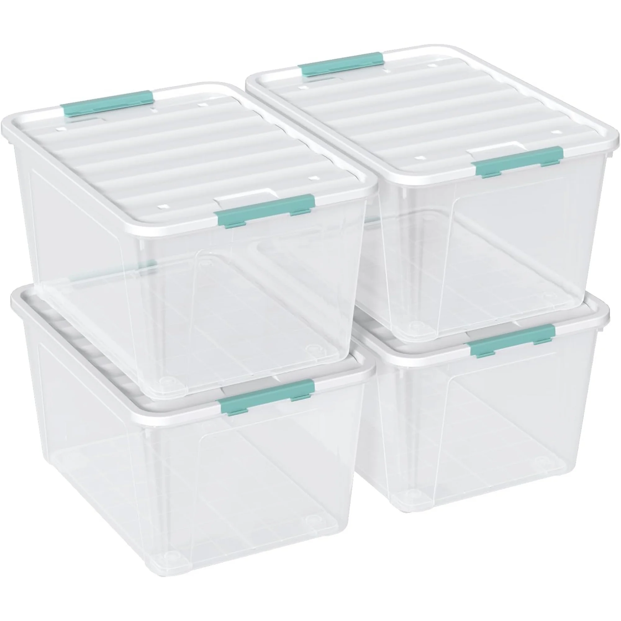 85 Qt Large Clear Plastic Storage Bin, Multipurpose Storage Container with Lid and Wheels, 4 Packs
85 Qt Large Clear Plastic Storage Bin, Multipurpose Storage Container with Lid and Wheels, 4 Packs