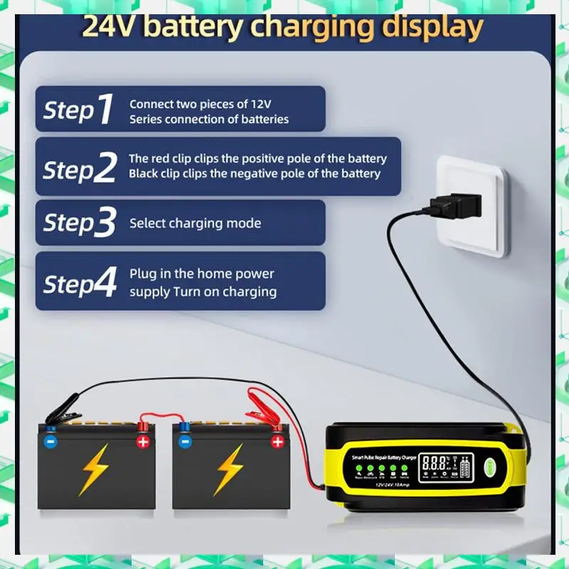 3C Electron 12V/10A 24V/5A Car Battery Charger Automatic Smart Pulse Repair Battery Charger Maintainer For Car Motorcycle,12V/10
3C Electron 12V/10A 24V/5A Car Battery Charger Automatic Smart Pulse Repair Battery Charger Maintainer For Car Motorcycle,12V/10