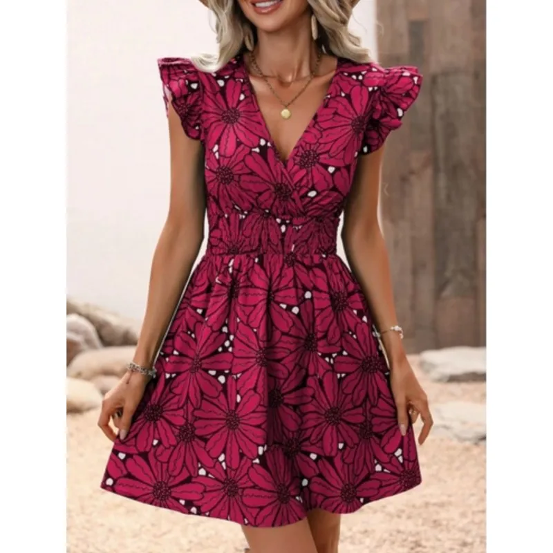 Fashion V-Neck Printed Dress Women's Petal Sleeve Mini Dresses Summer Party A-Line Dress Vestidos
Fashion V-Neck Printed Dress Women's Petal Sleeve Mini Dresses Summer Party A-Line Dress Vestidos
