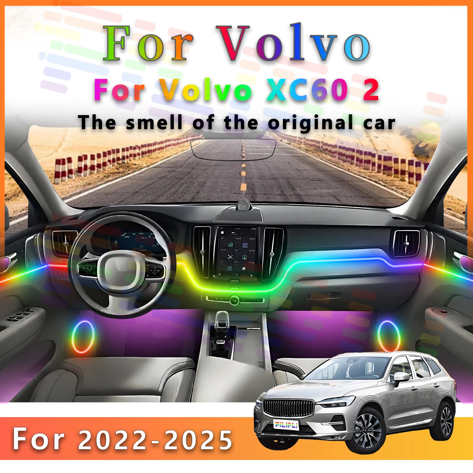 FILIPLI For Volvo XC60 2 Interior LED RGB Symphony Environmental Light Strip with 64Color and Different Modes to Enrich Driving
FILIPLI For Volvo XC60 2 Interior LED RGB Symphony Environmental Light Strip with 64Color and Different Modes to Enrich Driving
