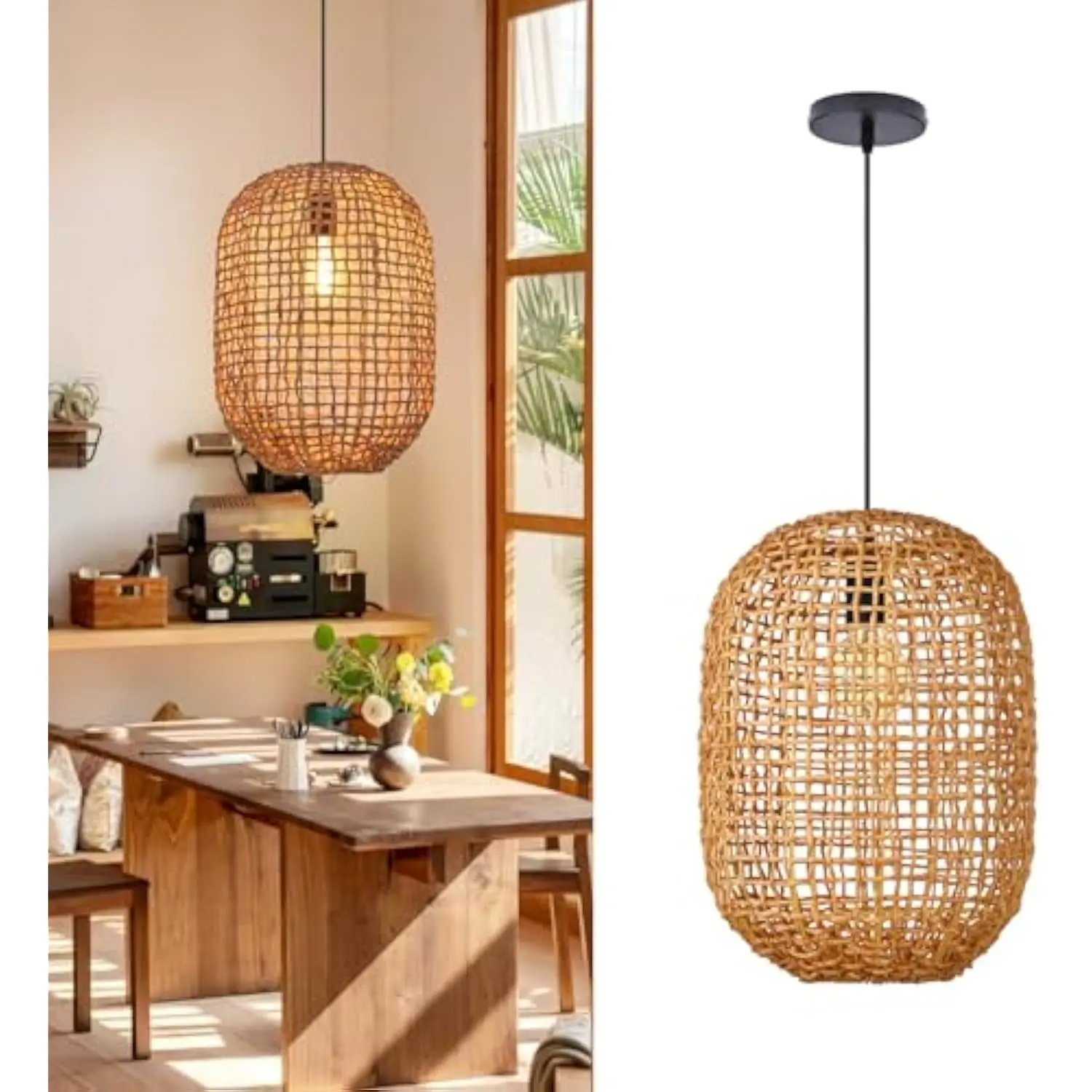 Rattan Chandelier for Dining Room, Boho Light Fixture Rustic Woven Pendant Light for Hallway Bedroom Kitchen Farmhouse Foyer
Rattan Chandelier for Dining Room, Boho Light Fixture Rustic Woven Pendant Light for Hallway Bedroom Kitchen Farmhouse Foyer