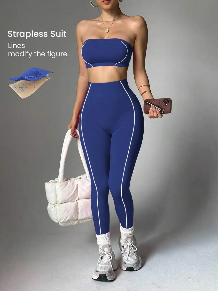 Seamless Striped Sports Bra And Leggings Set Women Activewear Two Piece Set
Seamless Striped Sports Bra And Leggings Set Women Activewear Two Piece Set
