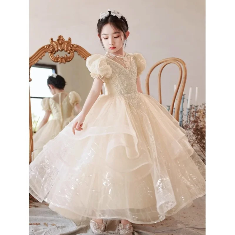 Summer New Champagne Color Girls' High-End Princess Dress Light Luxury Niche Children's Formal Dress Host Performance Costume
Summer New Champagne Color Girls' High-End Princess Dress Light Luxury Niche Children's Formal Dress Host Performance Costume