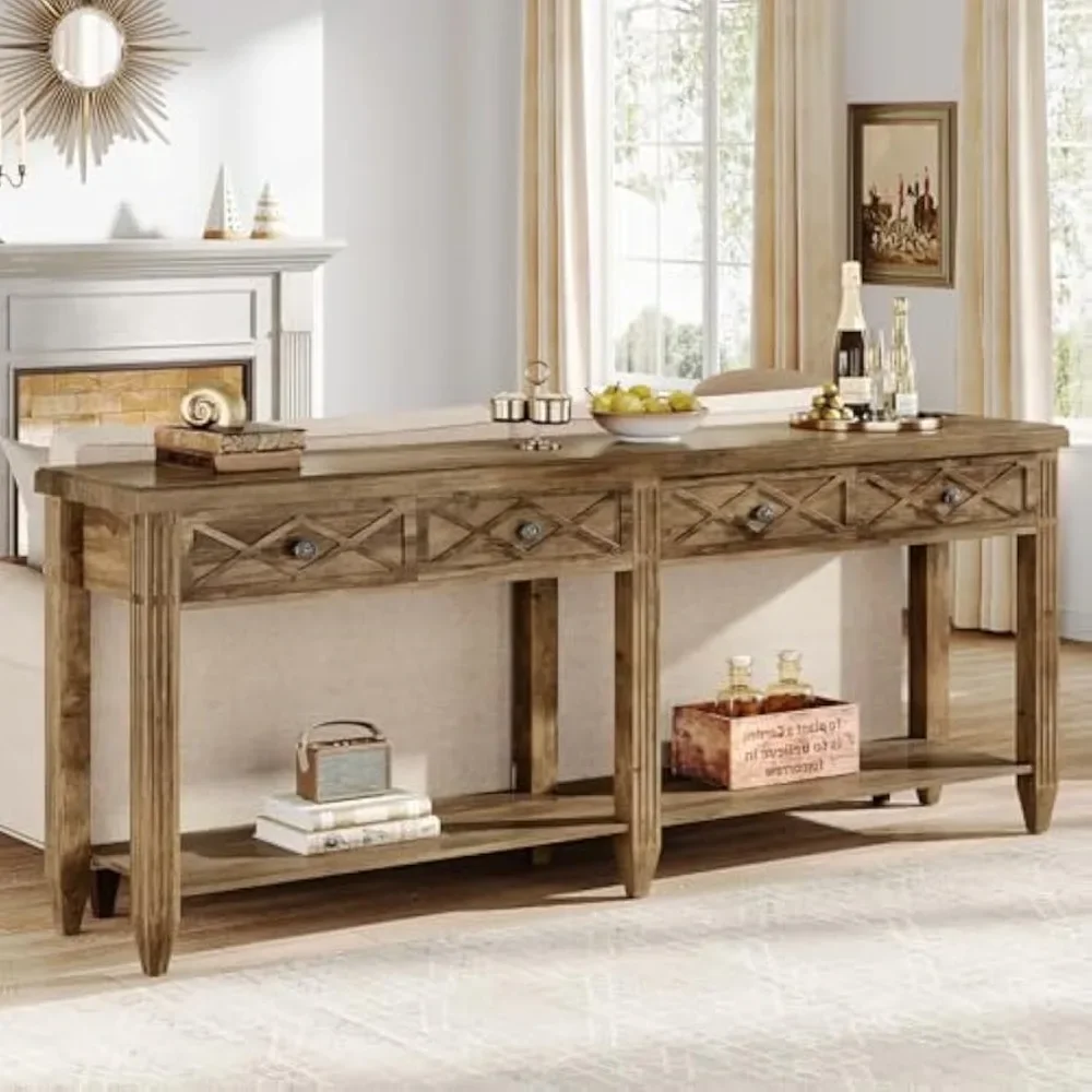 Farmhouse Wood Console Table, 70.87-Inch Extra Long Sofa Tables with 4 Drawers & Bottom Shelf for Living Room, Hallwa
Farmhouse Wood Console Table, 70.87-Inch Extra Long Sofa Tables with 4 Drawers & Bottom Shelf for Living Room, Hallwa