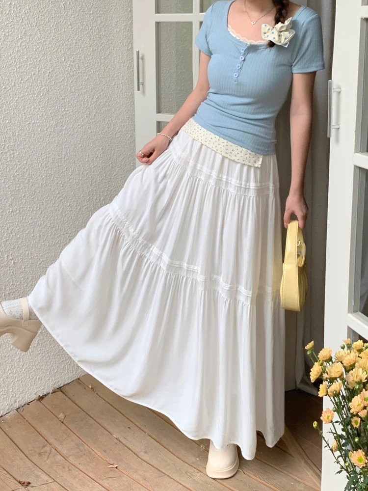 Белая длинная юбка-макси женская летняя, дизайнерская, свободного кроя, многослойная, с завышенной талией
Белая длинная юбка-макси женская летняя, дизайнерская, свободного кроя, многослойная, с завышенной талией