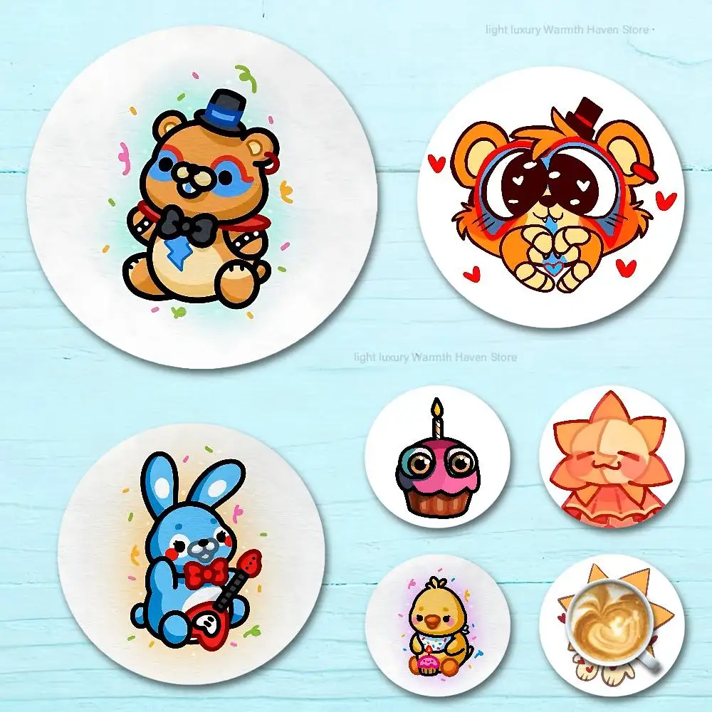 Cute W-FnafS Heat Resistant Round Wooden Coasters Non-slip Drink Cafe Decoration 2D Flat Color Print Coasters
Cute W-FnafS Heat Resistant Round Wooden Coasters Non-slip Drink Cafe Decoration 2D Flat Color Print Coasters