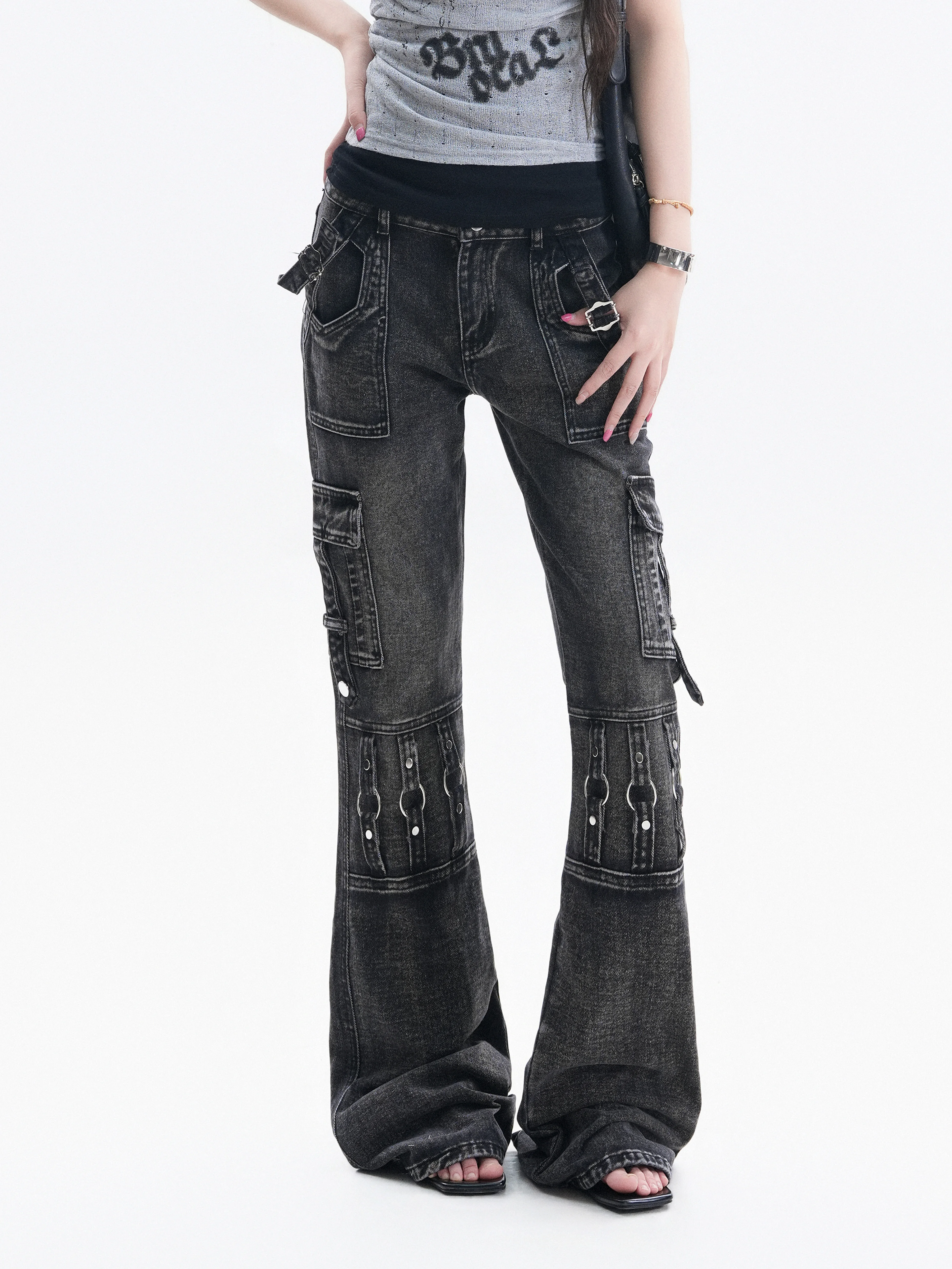 American Style Sweet And Spicy Workwear Jeans Women Summer Metal Ring Buckle Hot Pants Flared Wide Leg Floor-Length Pants
American Style Sweet And Spicy Workwear Jeans Women Summer Metal Ring Buckle Hot Pants Flared Wide Leg Floor-Length Pants