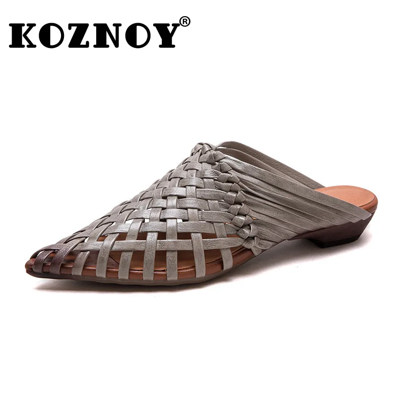 Koznoy 3 см 2025 плетеные дизайнерские сандалии из коровьей кожи, женские модные тапочки с острым носком, летние туфли без шнуровки на плоской подошве
Koznoy 3 см 2025 плетеные дизайнерские сандалии из коровьей кожи, женские модные тапочки с острым носком, летние туфли без шнуровки на плоской подошве
