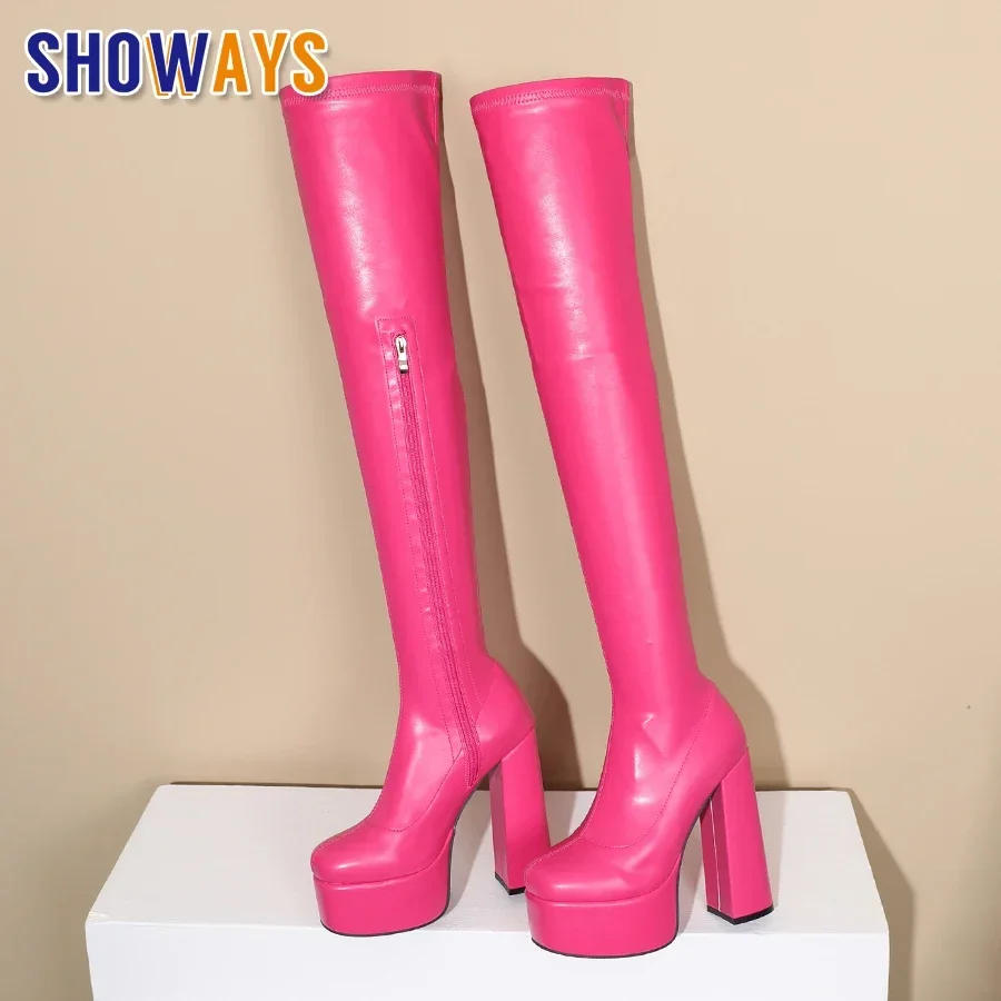 Sexy Rosy Women Platform Thigh High Boots Red Black High Thick Heel Party Club Lady Winter Square Toe Zipper Over the Knee Boots
Sexy Rosy Women Platform Thigh High Boots Red Black High Thick Heel Party Club Lady Winter Square Toe Zipper Over the Knee Boots