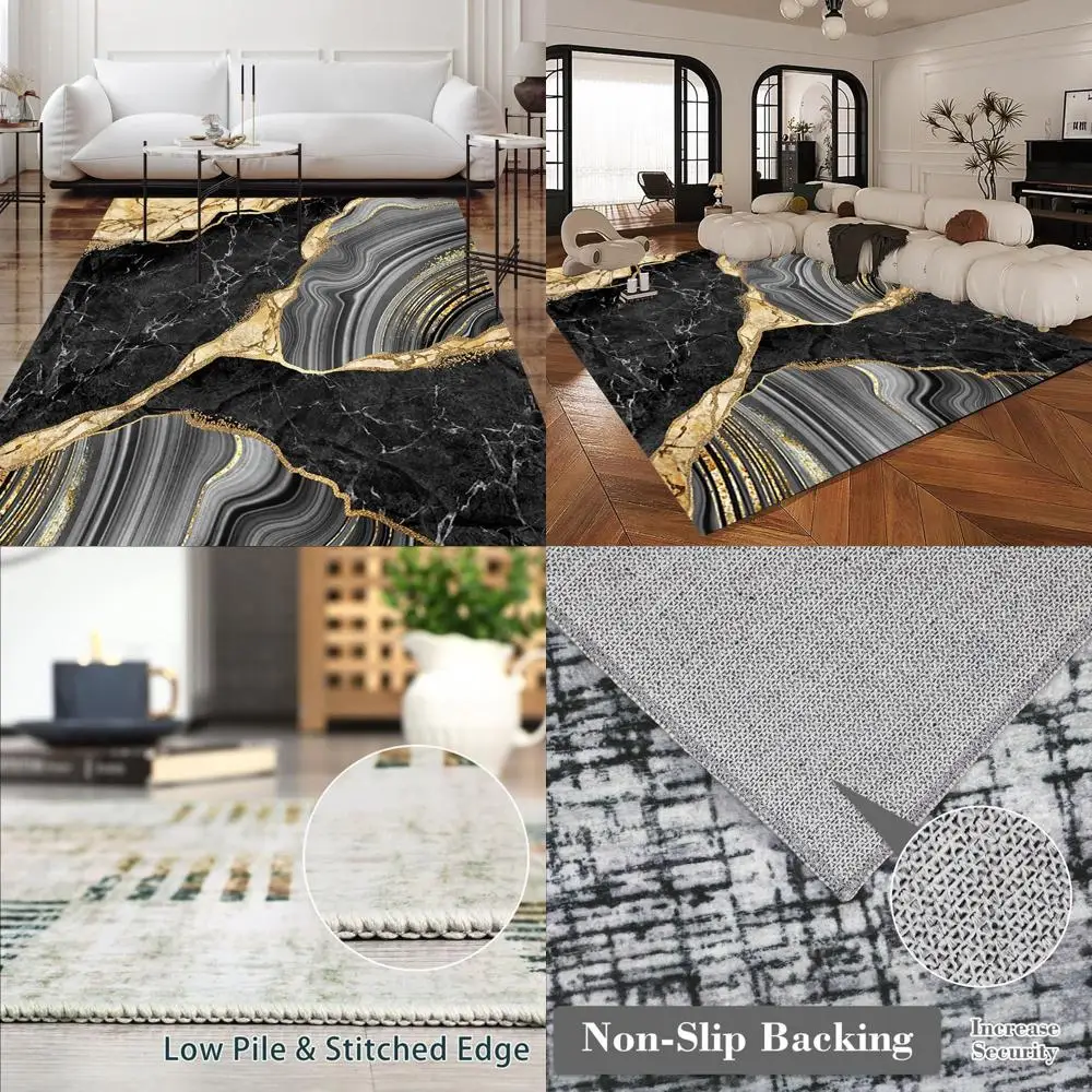 Luxury Black & Gold Abstract Aesthetic 5x7 Rug, Marble Crack Pattern, Washable, Non-Slip, Thin for Various Rooms, Skin-Friendly
Luxury Black & Gold Abstract Aesthetic 5x7 Rug, Marble Crack Pattern, Washable, Non-Slip, Thin for Various Rooms, Skin-Friendly