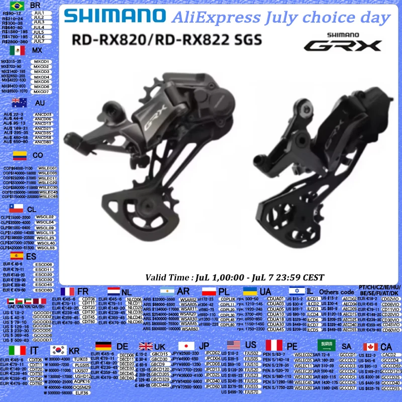 Shimano GRX RD RX820 Rear Derailleur RX822 SGS Long Cage 12 Speed Rear Derailleur SHADOW RD+ For Gravel Bike Bicycle
Shimano GRX RD RX820 Rear Derailleur RX822 SGS Long Cage 12 Speed Rear Derailleur SHADOW RD+ For Gravel Bike Bicycle