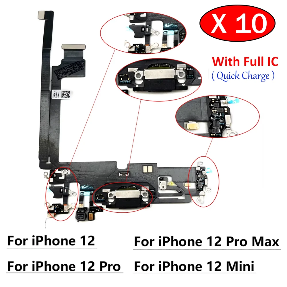 10Pcs/Lot, New USB Charging Port Mic Microphone Dock Connector Board Flex Cable For iPhone 12 Pro Max 12 mini Repair Parts
10Pcs/Lot, New USB Charging Port Mic Microphone Dock Connector Board Flex Cable For iPhone 12 Pro Max 12 mini Repair Parts