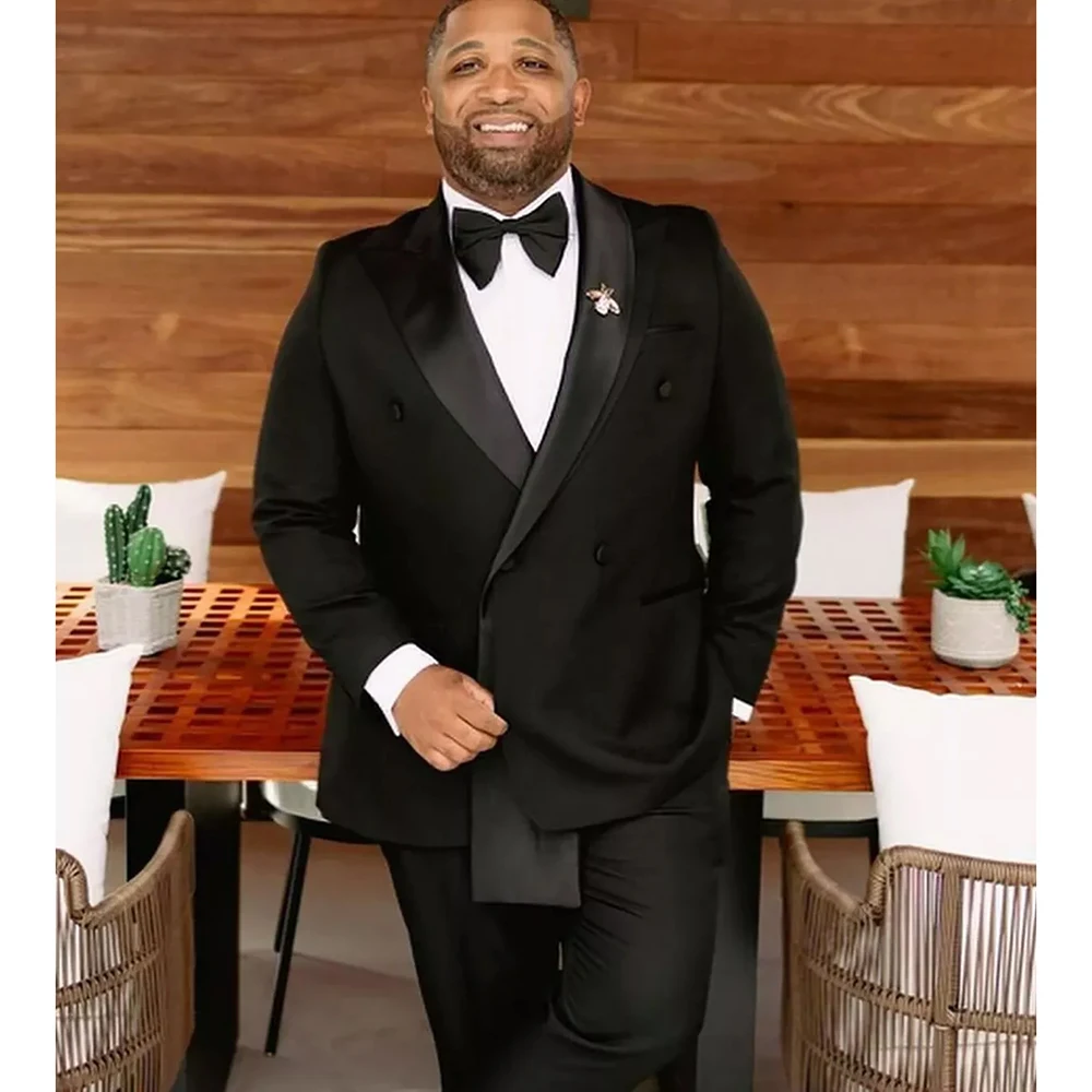 Elegant Black Men's 2 Piece Suits Formal Double Breasted Slim Fit Costume Homme High Quality Gentlemen Jacket Pants Outfits
Elegant Black Men's 2 Piece Suits Formal Double Breasted Slim Fit Costume Homme High Quality Gentlemen Jacket Pants Outfits