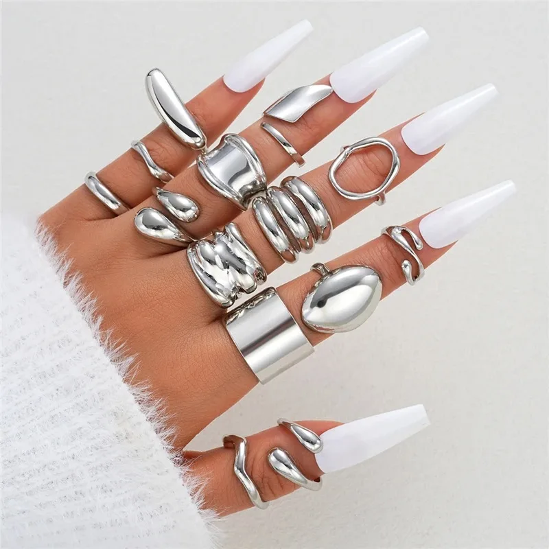 14Pcs Punk Irregular Geometric Rings Set for Women Exaggerated Smooth Silver Color Thick Chunky Ring Hip Hop Jewelry Gifts
14Pcs Punk Irregular Geometric Rings Set for Women Exaggerated Smooth Silver Color Thick Chunky Ring Hip Hop Jewelry Gifts