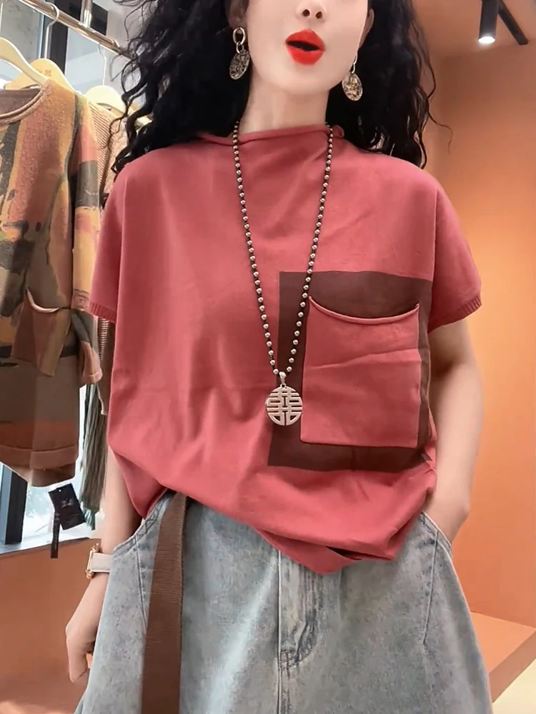 Корейская летняя приталенная футболка с коротким рукавом, в стиле колор-блок, большого размера, свободного кроя, модная, с подвернутым низом
Корейская летняя приталенная футболка с коротким рукавом, в стиле колор-блок, большого размера, свободного кроя, модная, с подвернутым низом