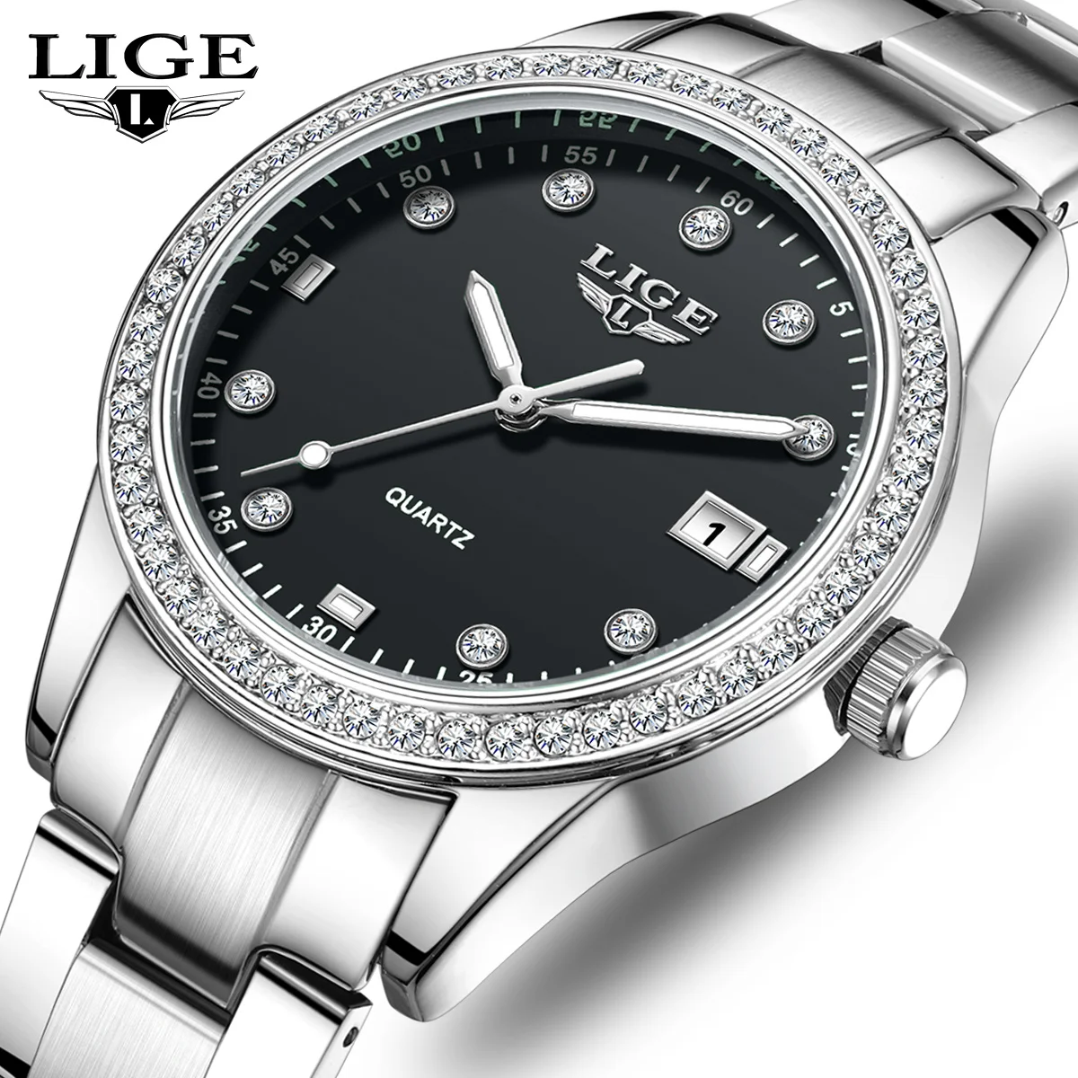 LIGE Original Diamond Dial Quartz Watch for Women Fashion Elegant Ladies Watches Stainless Steel Waterproof Women's Wristwatch
LIGE Original Diamond Dial Quartz Watch for Women Fashion Elegant Ladies Watches Stainless Steel Waterproof Women's Wristwatch