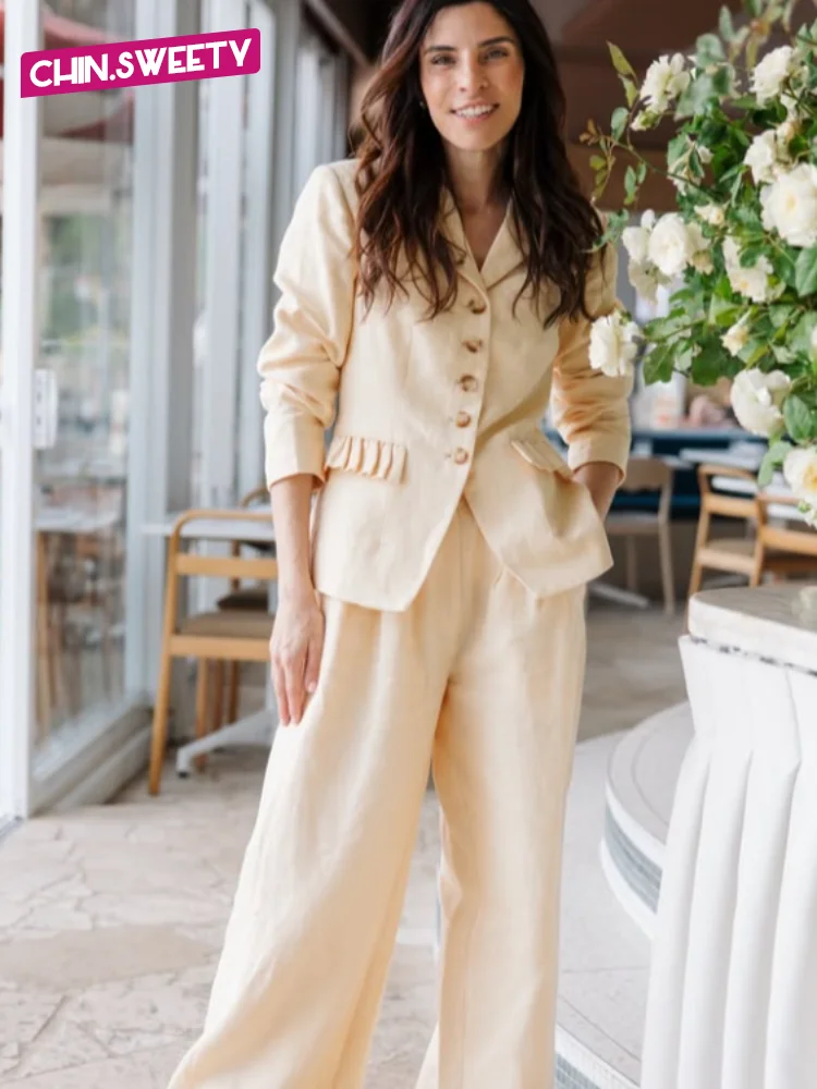 Cotton Linen Button Shirt Pants Set Women's Casual Lapel High Waist Wide Leg Trousers Suit 2025 Summer Lady Office Commute Wear
Cotton Linen Button Shirt Pants Set Women's Casual Lapel High Waist Wide Leg Trousers Suit 2025 Summer Lady Office Commute Wear