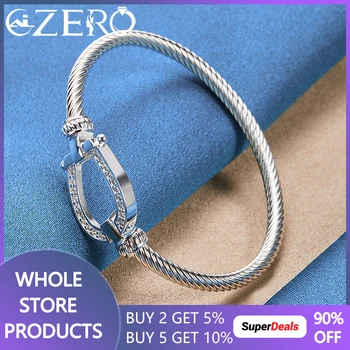 ALIZERO 925 스털링 실버 말굽 다리미 팔찌, 웨딩 약혼 패션 파티 쥬얼리 선물