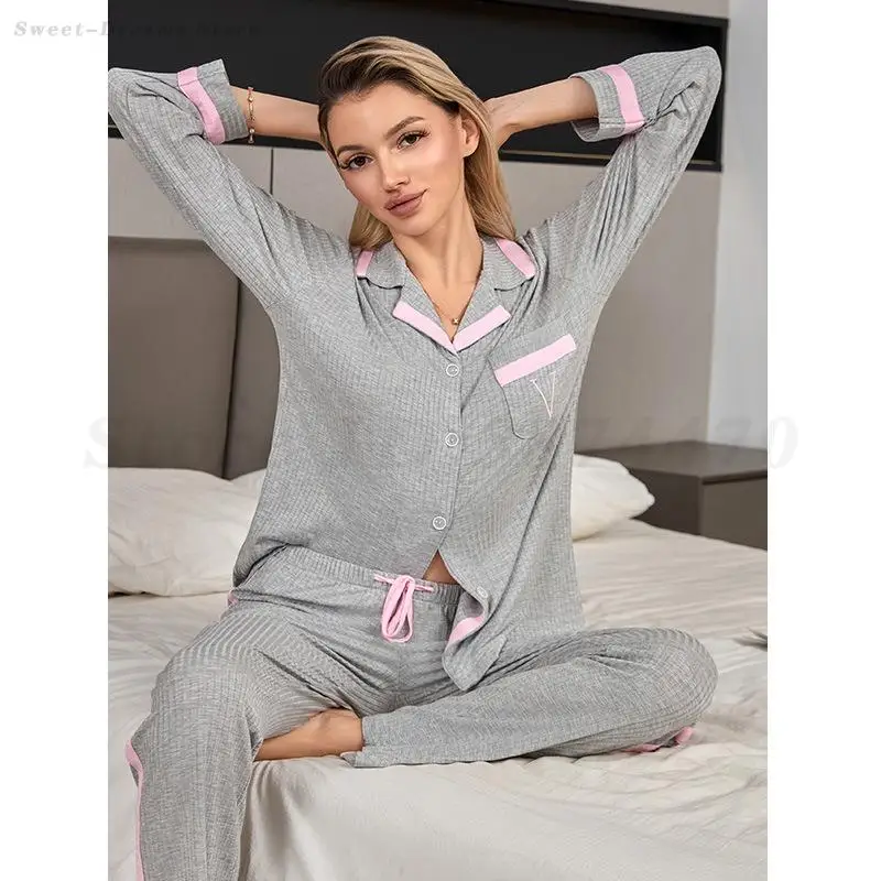 Modal 2PCS Pajamas Set Casual Comfortable Homewear Spring Autumn Long Sleeves Top&Trouser Pijamas Suit Loungewear Grey Sleepwear
Modal 2PCS Pajamas Set Casual Comfortable Homewear Spring Autumn Long Sleeves Top&Trouser Pijamas Suit Loungewear Grey Sleepwear