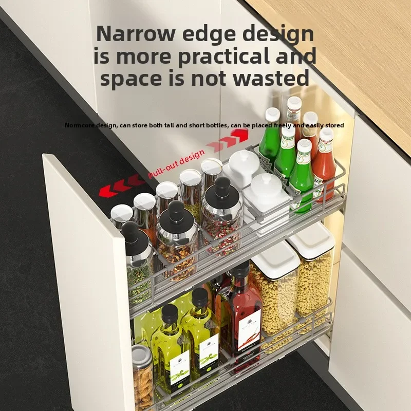 Kitchen seasoning basket, kitchen cabinet side narrow cabinet drawer type, pull-out side storage
Kitchen seasoning basket, kitchen cabinet side narrow cabinet drawer type, pull-out side storage