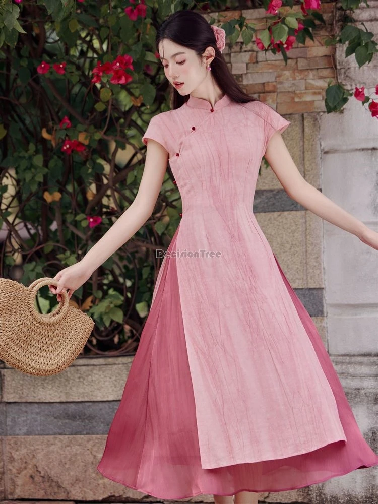 2025 new chinese qipao dress retro style pink suit improved short sleeve stand collar dress two-piece loose cheongsam set b188
2025 new chinese qipao dress retro style pink suit improved short sleeve stand collar dress two-piece loose cheongsam set b188