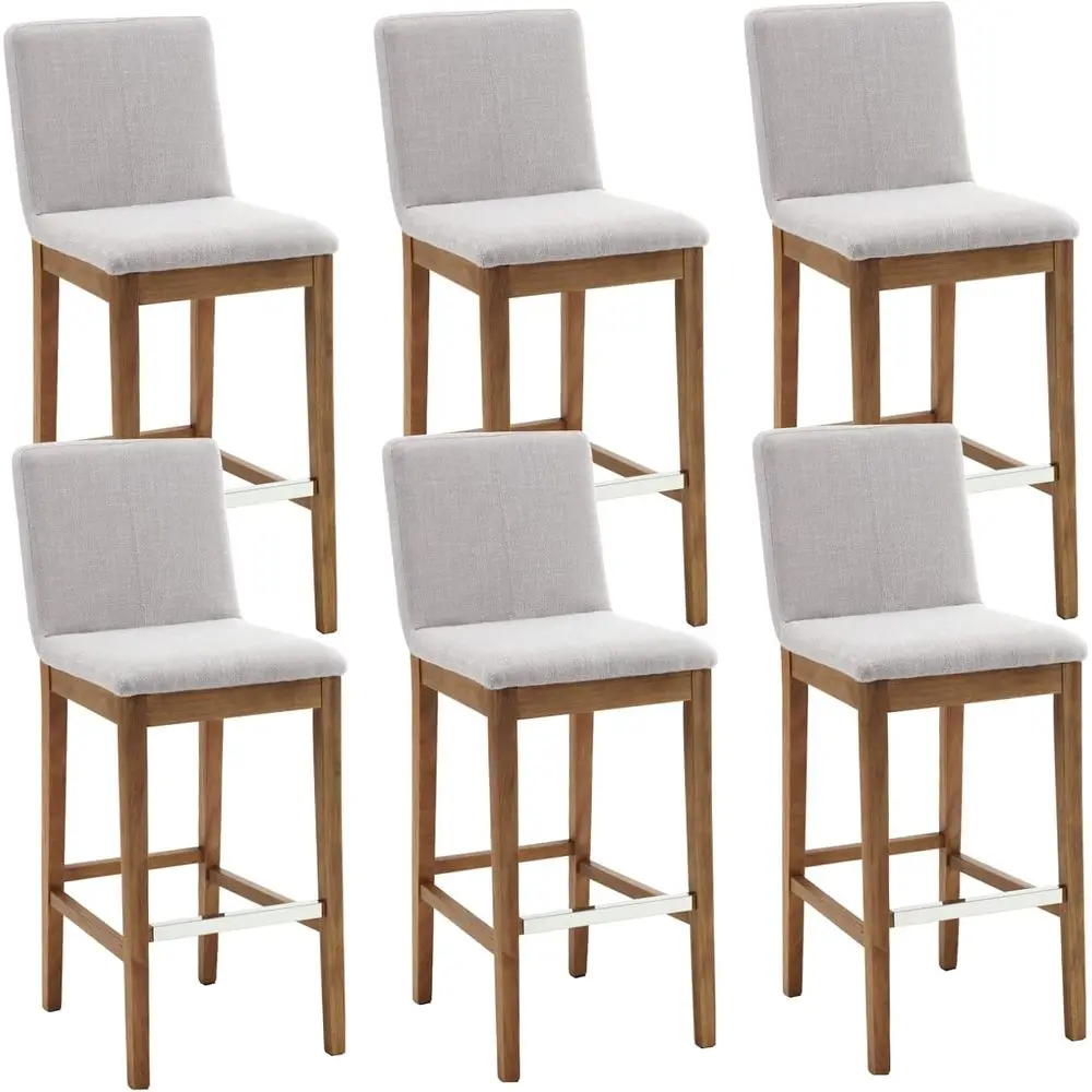 Bar Stools Set o 6 or Kitchen Island Linen abric Upholstered Barstools with Back 30 Inch Century Solid Wood Bar Height Stool Cha
Bar Stools Set o 6 or Kitchen Island Linen abric Upholstered Barstools with Back 30 Inch Century Solid Wood Bar Height Stool Cha