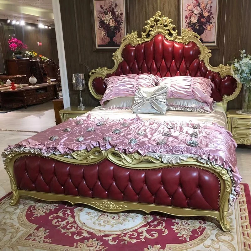 *o #$European Style Bedroom Furniture Set Luxury Classic Antique Red Carved Solid Wood Genuine Leather Bed#
*o #$European Style Bedroom Furniture Set Luxury Classic Antique Red Carved Solid Wood Genuine Leather Bed#